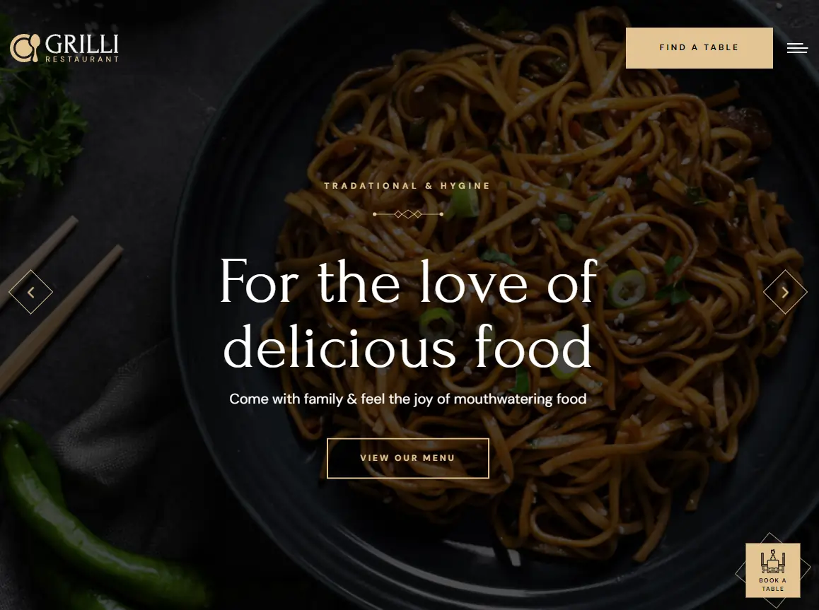 image presentation of restaurant site